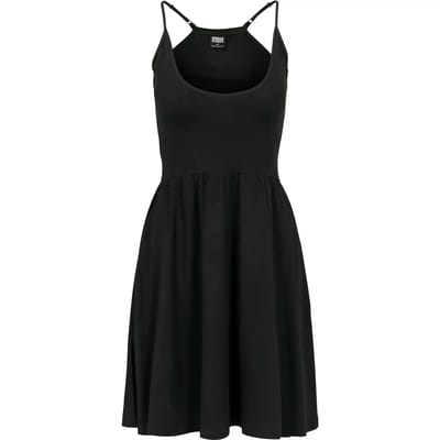 Urban Classics Mini-jurk - Ladies Spaghetti Dress - XS tot S - voor Vrouwen - zwart