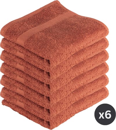 TISECO HOME STUDIO - Handdoek RIVA - SET/6 - 100% katoen - 450 g/m² - 100% katoen - superzacht en zeer absorberend - 50x100 cm - Terra