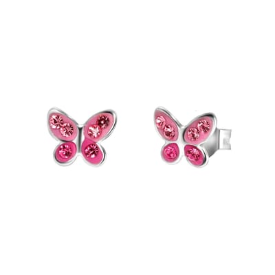 Lucardi Meisjes Oorknop met plating - Kristal - Cadeau - 925 Zilver - Zilverkleurig