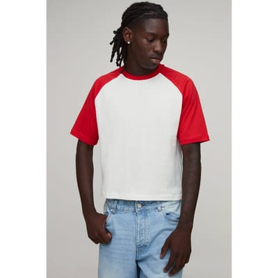 Slim Shrunken Fit Raglan T-Shirt | Red | Size Large