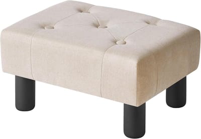Voetenbankje - Ottomaan Poef - Ontspannen Zitten - Linnen Bekleding - 40 x 30.5 cm - Beige