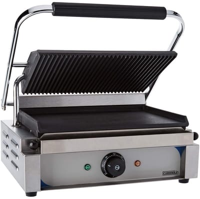 Professionele Contactgrill Ribbel & Glad - Panini Pers met RVS Behuizing