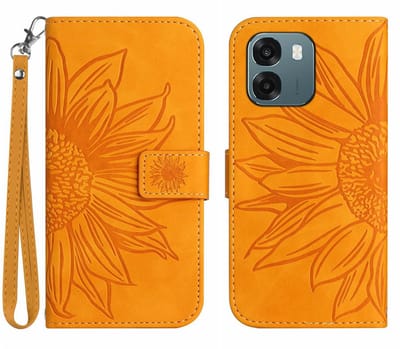 Coverup Hoesje - Geschikt voor OPPO A6 5G / A6x 5G / A6x 4G Hoesje - Coverup Zonnebloem Book Case met Koord - Oranje