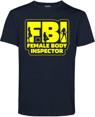 T-shirt Female Body Inspector | Carnavalskleding heren | Carnaval Kostuum | Foute Party | Navy | maat XS