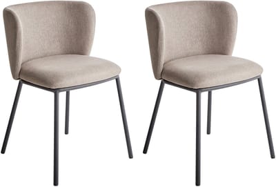 MINA - Eetkamerstoel set van 2 - Taupe - Polyester