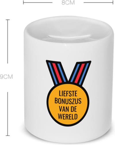 Akyol - liefste bonuszus van de wereld Spaarpot - Zus - de liefste bonuszus - verjaardagscadeau - verjaardag - cadeau - cadeautje voor zus - zus artikelen - kado - geschenk - gift - 350 ML inhoud