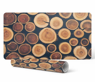 Bureauonderlegger voor toetsenbord en accessoires, houten cirkels, 90x45 cm