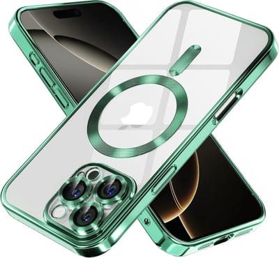 Hoesje geschikt voor Apple iPhone 16 Pro Max - Techsuit Luxury Crystal Back Cover - Geschikt voor MagSafe - Transparant/Lichtgroen
