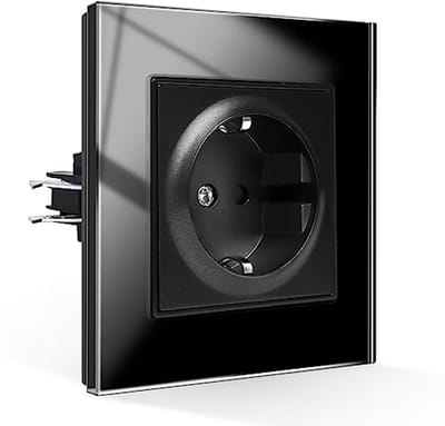 Zwart Geaard Schuko Stopcontact 16A 250V - Inbouw Met Klauwen