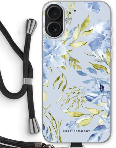 Case Company® - Hoesje met koord geschikt voor iPhone 16 Plus hoesje met Koord - Gaia - Telefoonhoesje met Zwart Koord - Bescherming aan alle Kanten en Over de Schermrand