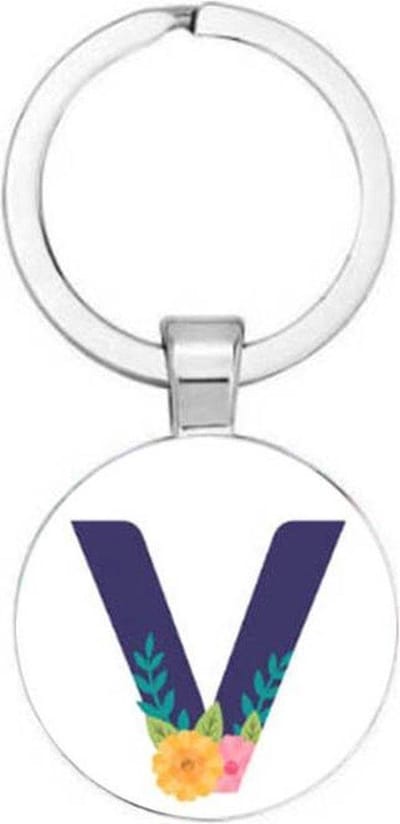 Akyol - Letter V Sleutelhanger - Alfabet - Als je naam begint met de letter V - Leuk kado voor iemand waarbij zijn naam begint met de letter V - 2,5 x 2,5 CM