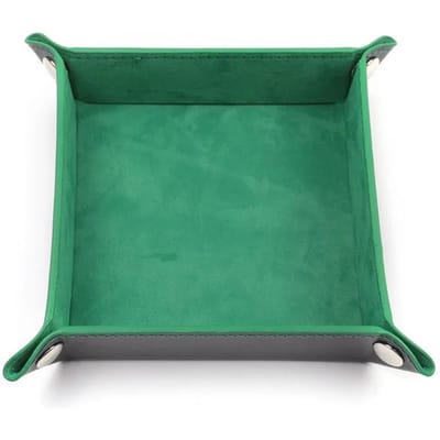 Opvouwbare Zeskant Dobbelspel Opbergbak Houder Creatieve PU Leer Fluweel Opvouwbare Bak Dobbelsteenmat Kantoor Bureau Opslag groen