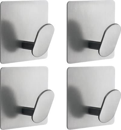 4-delige set roestvrijstalen badkamer kapstokhaken - Zelfklevende muurhaken - Handdoekhouder - Multifunctionele hanger - Zilver - Voor badkamer en keuken - Sterke, duurzame en roestbestendige haken