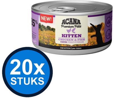 20x Acana - Premium Pate Kitten Chicken & fish - Kattenvoer Natvoer - 85 g