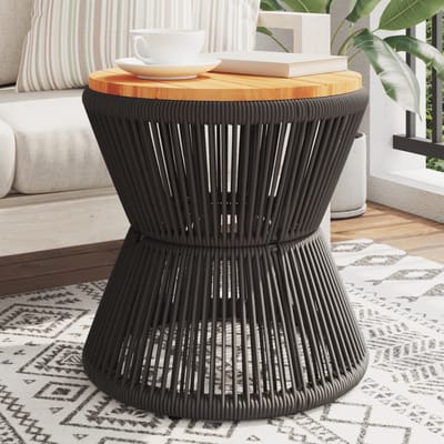 vidaXL Salontafel met draad Ø 45x44 cm massief acaciahout