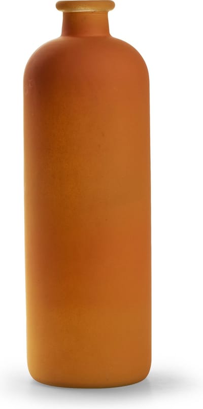 Jodeco Bloemenvaas Avignon - Fles model - glas - mat oranje - 33 x 11 cm
