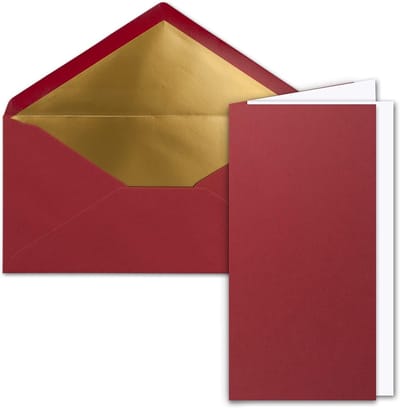 100x DIN Lang Vouwkaarten met Enveloppen in Donkerrood - 10,5 x 21 cm voor Kaarten en Uitnodigingen