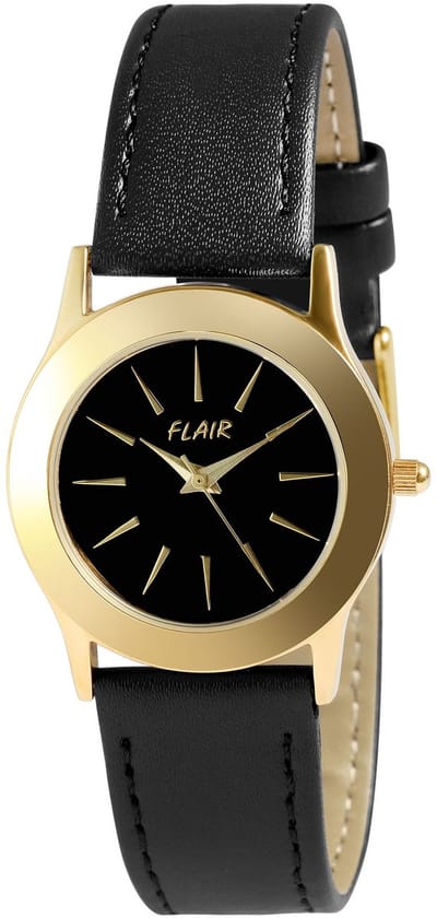 FLAIR Dameshorloge echt leer Mineraalglas