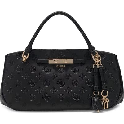 GUESS schoudertas handtas Carmella 3 Comp Satchel Black Logo zwart
