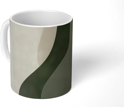 Mok - Koffiemok - Japandi - Groen - Abstract - Modern - Mokken - 350 ML - Beker - Koffiemokken - Theemok