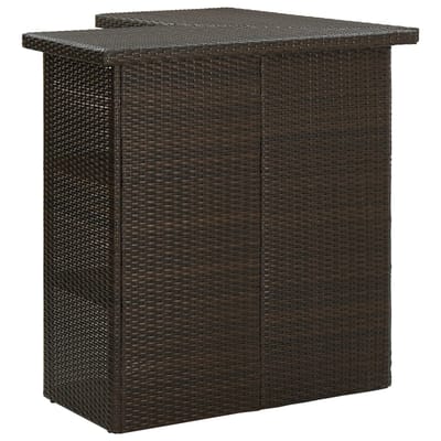 vidaXL - 4-delige - Tuinbarset - met - kussens - poly - rattan - bruin