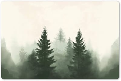 Placemats 45x30 cm - Placemat kunststof - 1 stuk - Sparren - Bomen - Groen - Beige - Borden onderleggers - Decoratie voor op tafel - Keuken tafeldecoratie accessoires - Vinyl onderlegger - Tafelversiering