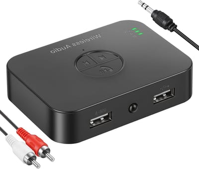 Bluetooth Audio Ontvanger - Audio Adapter Draadloos - Muziek Streamen - USB Afspeelfunctie - 10 Meter Bereik - Zwart