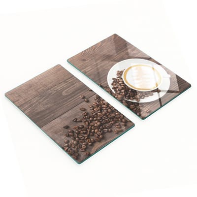 Stijlvolle en duurzame glazen snijplanken met koffieboonprint, hout, 2x30x52 cm