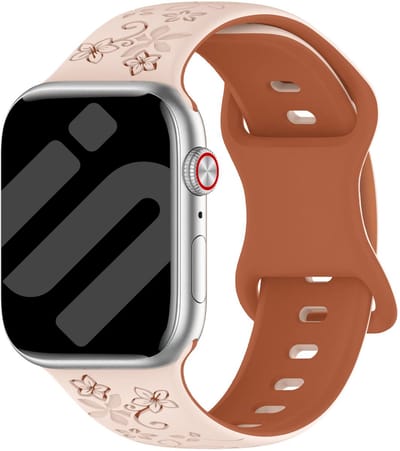 Strap-it Flower Siliconen bandje - horlogebandje geschikt voor Apple Watch 1/2/3/4/5/6/7/8/9/10/11/SE/Ultra (2) (38/40/41/42mm) - milk tea/bruin