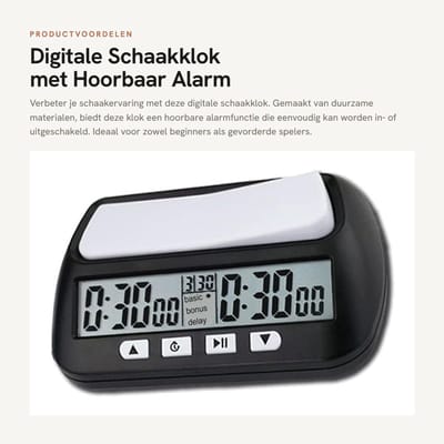 Dailygoods- Schaakklok Digitale Timer - Hoorbaar Alarm - Draagbaar - Multifunctioneel - Gebruiksvriendelijk - Duurzaam ABS Materiaal - Gametimer