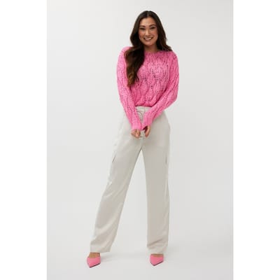 EsQualo Sweater Cable Tape Yarn Rose Maat: S | Sweaters Outlet | Dames | Roze
