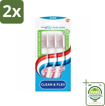Aquafresh Tandenborstel Clean & Flex Hard 3 stuks per verpakking - Voordeelverpakking - 2 stuks - Tandenborstel - Tandenborstel hard