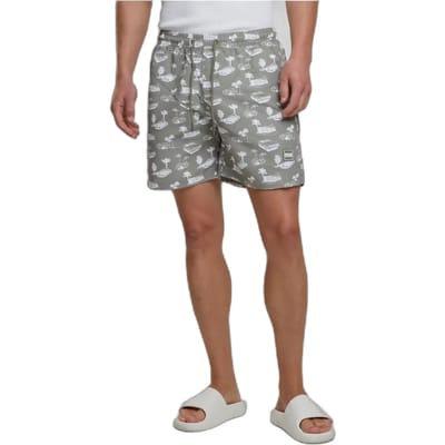 Urban Classics - Pattern Zwemshorts - S - Bruin/Wit