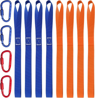 Robuuste Spanbanden Set - Bevestigingsbanden Lussen - Outdoor Uitrusting Vastzetten - Met Karabiners - 6 Stuks - Multicolor