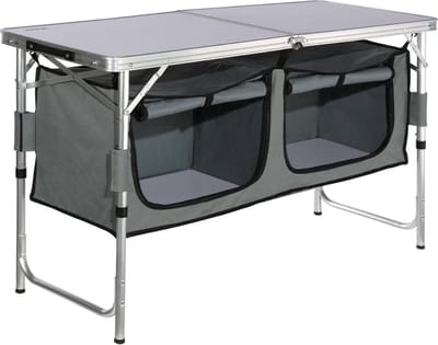 Klaptafel - Campingtafel - 120x47x70 cm - 4 tot 6 personen - Met vakken