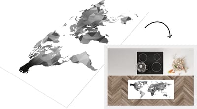 Keukenloper - Loper keuken - Wereldkaart - Vormen - Grijstinten - 120x50 cm - Keukenloper vinyl