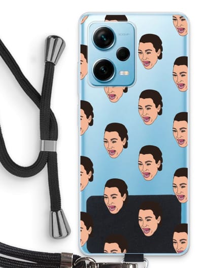Case Company® - Hoesje met koord geschikt voor Xiaomi Redmi Note 12 Pro Plus hoesje met Koord - Ugly Cry Call - Telefoonhoesje met Zwart Koord - Bescherming aan alle Kanten en Over de Schermrand