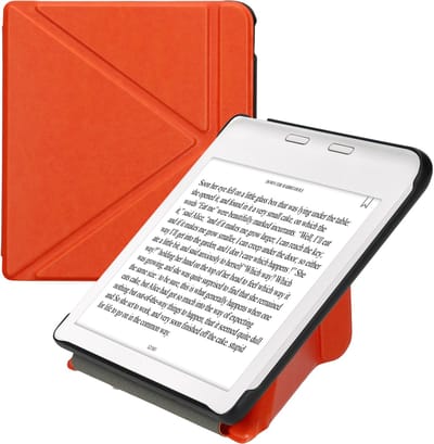kwmobile e-reader hoesje geschikt voor Kobo Libra Colour hoes - Ereader flip case met standaard - E reader cover van kunstleer - In fruitig oranje