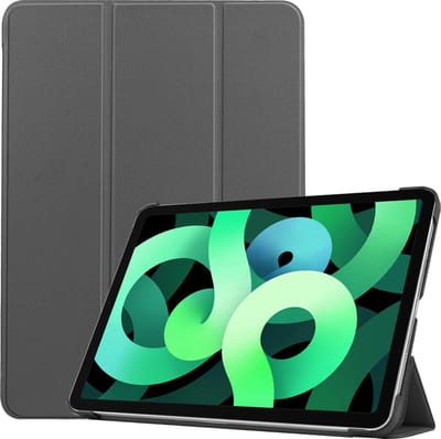 Hoes - Geschikt voor Apple iPad Air 5 (2022) - 10.9 inch - 5e Generatie - M1 - Dun & Stevig - Trifold Bookcase - Hard Cover - Hardcover Book Case - Tablet Hoesje - Grijs