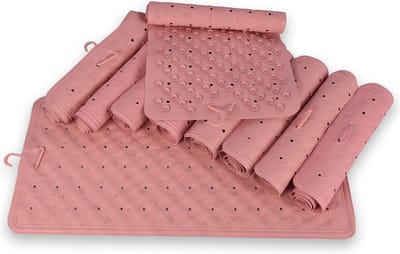 Voordelpak: Set van 10 Antislipmat Douche Roze 76x36cm – 100% Natuurlijk Rubber - Voor Badkamer & Sanitair
