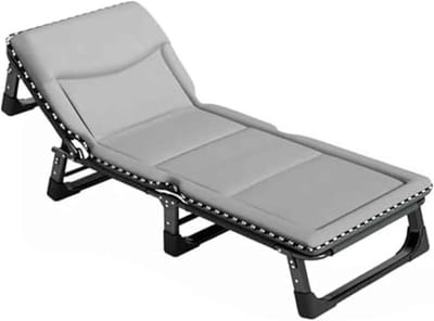 Opvouwbaar Campingbed - Loungestoel Kamperen - Ontspannen Buiten - 4 standen verstelbaar - 190x65cm - Grijs