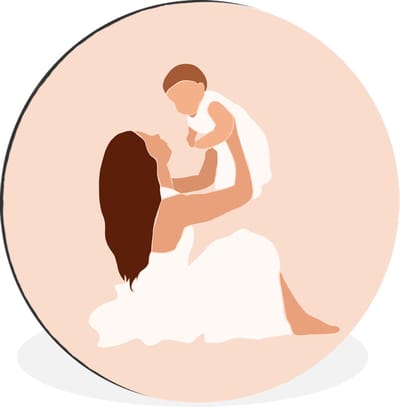 WallCircle - Wandcirkel - Muurcirkel - Moeder - Kind - Familie - Baby - Aluminium - Dibond - 30x30 cm - Binnen en Buiten