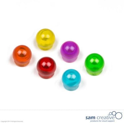 Sam Creative Whiteboard Magneten - Bol - 15 mm - Gemengde kleuren - 6 stuks - Magneten