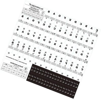 Piano Toets Stickers - Toetsenbord Noten - Muziek Leren - Verwijderbaar PVC - 1.00 Stuks - Transparant