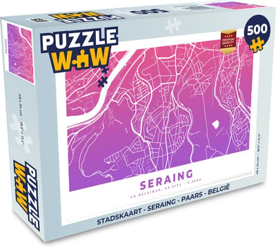 Puzzel Stadskaart - Seraing - Paars - België - Legpuzzel - Puzzel 500 stukjes - Plattegrond