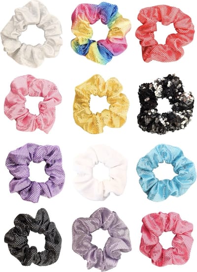 Kraagjeskopen.nl® Scrunchies Haaraccessoire Pack Scrunchie Velvet - 12 stuks Glitter Set