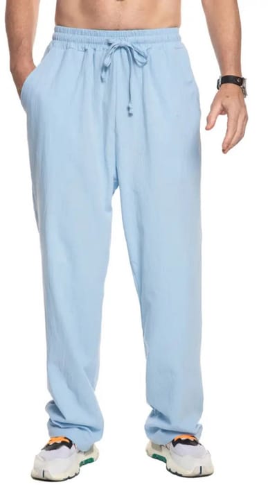 Livano Linnen Broek Heren - Zomerbroek - Volwassenen - Lange Broek - Pantalon - Strandbroek - Zomer - Ibiza Stijl - Hemelsblauw - Maat S