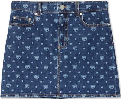 Chiara Ferragni - jeans mini rok met logo - maat W24