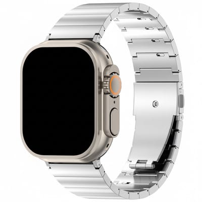 Titanium bandje - geschikt voor Apple Watch 1/2/3/4/5/6/7/8/9/10/11/ SE (1,2,3) met maat 38 mm / 40 mm / 41 mm en 42 mm (Watch 10/11) - luxe schakelband - zilver