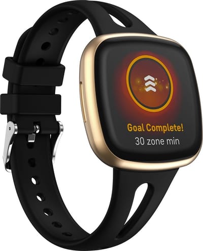 By Qubix - Compatible Fitbit bandje - geschikt voor Fitbit Versa 3 & 4 / Sense 1 & 2 - Sportbandje druppel design - Small - Zwart Smartwatchbandje bandje Armband Polsband Strap Band Watchband